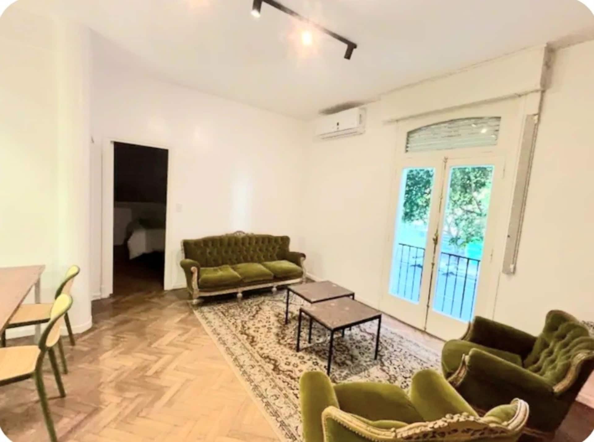 Warm apartment with design and green balcony