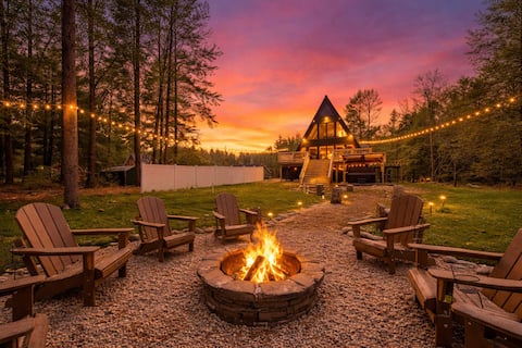 A-Frame Cabin | Hot Tub | Theater & Game Lounge