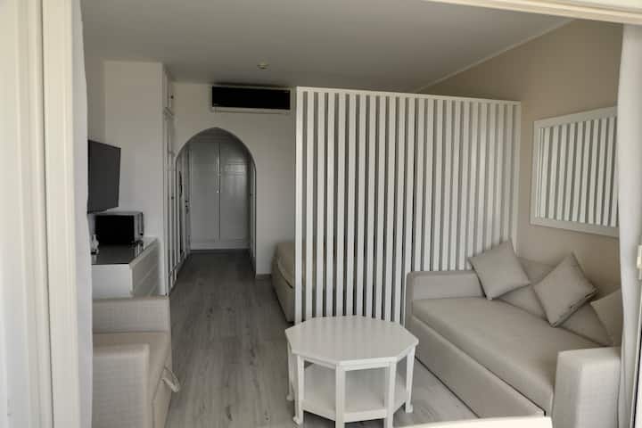 ห้องนั่งเล่นพร้อมเตียงโซฟา 2 หลัง