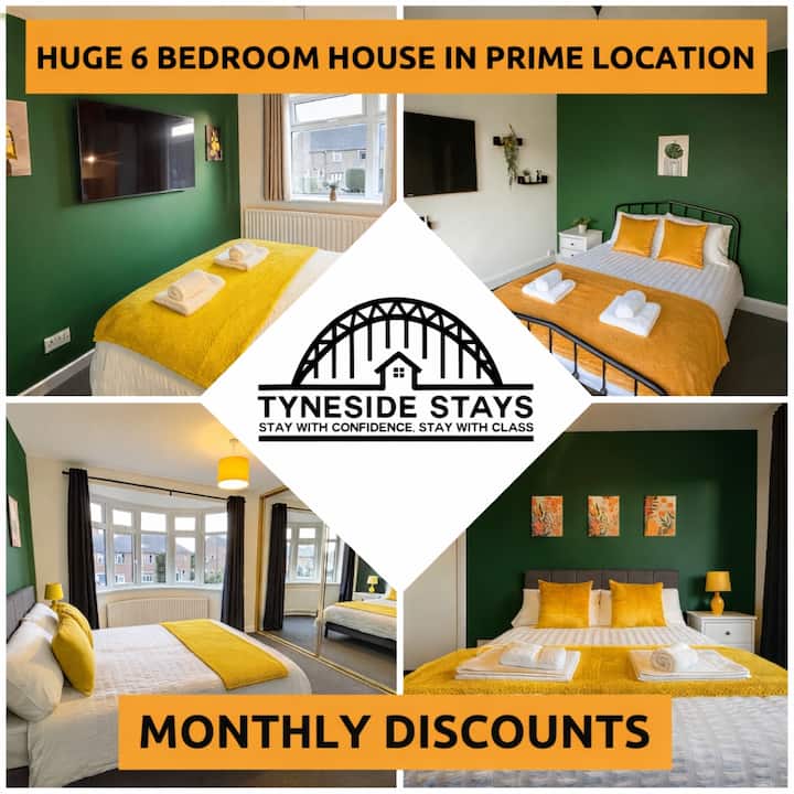 Huge 6 Bdrm House- Parking -Wifi-central Location - Newcastle upon Tyne