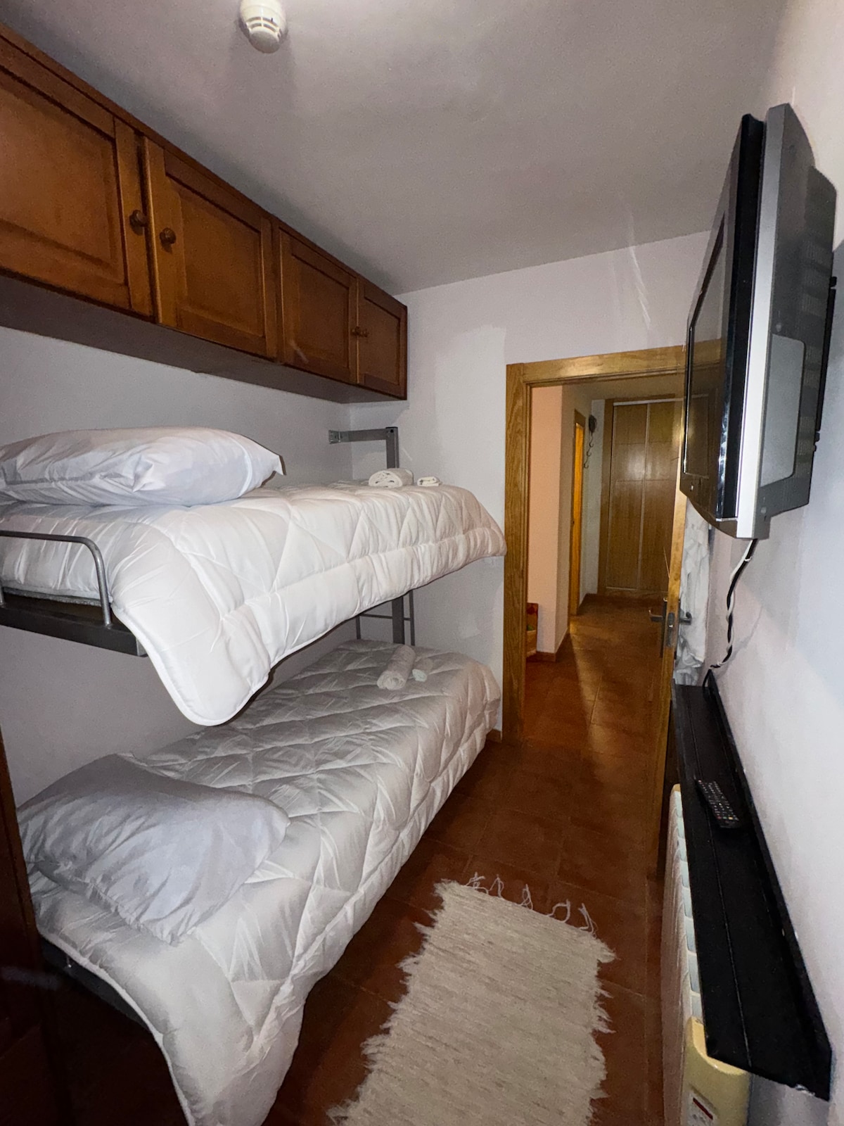 Litera plegable con TV en la misma habitación.