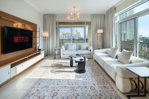 Popular Airbnb listing: Pool View | 2BR | Big Balcony | Turia | The Greens in Al Thanyah Third