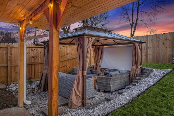 Cinema under the Stars outdoor movie theater at sunset