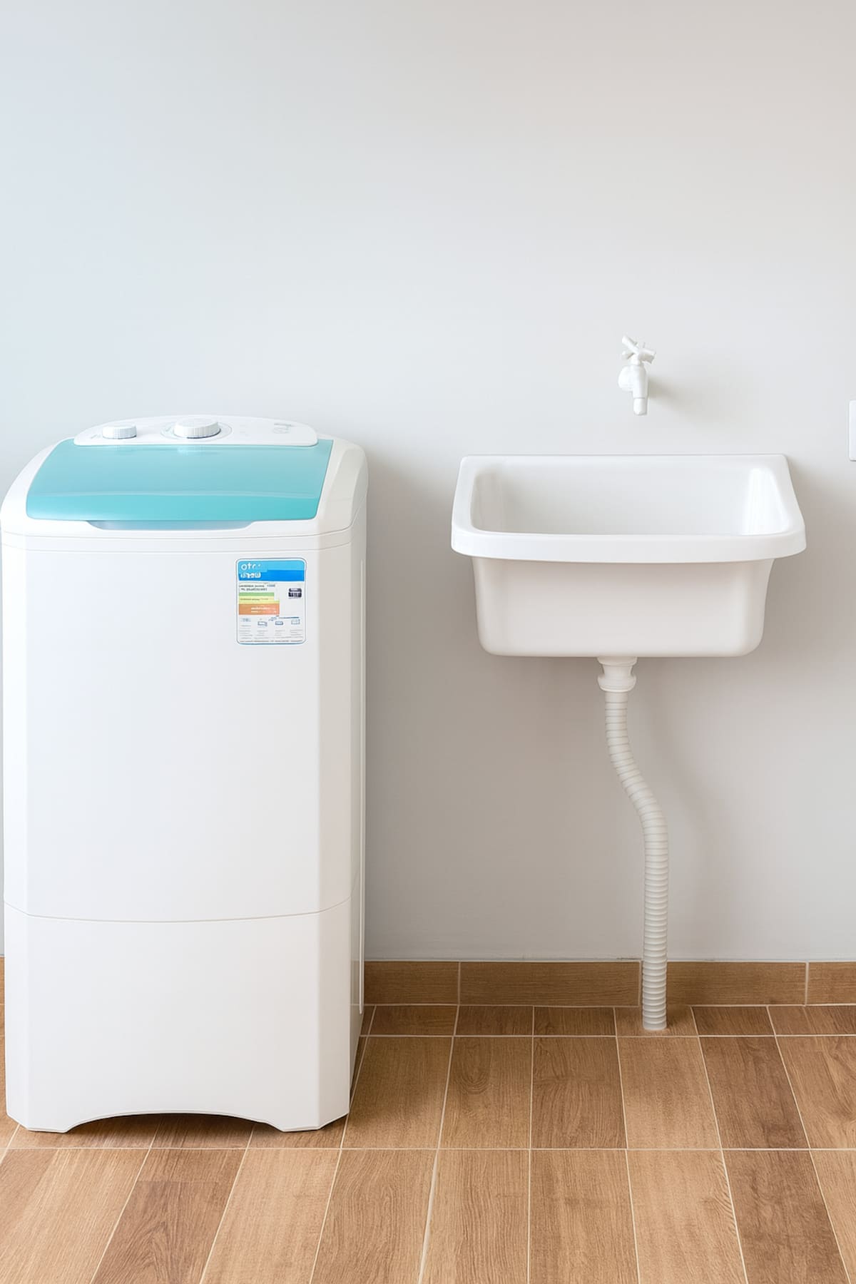 Área de lavanderia com tanque e máquina de lavar dos apartamentos para temporada em Cascavel, ideal para estadias mais longas.