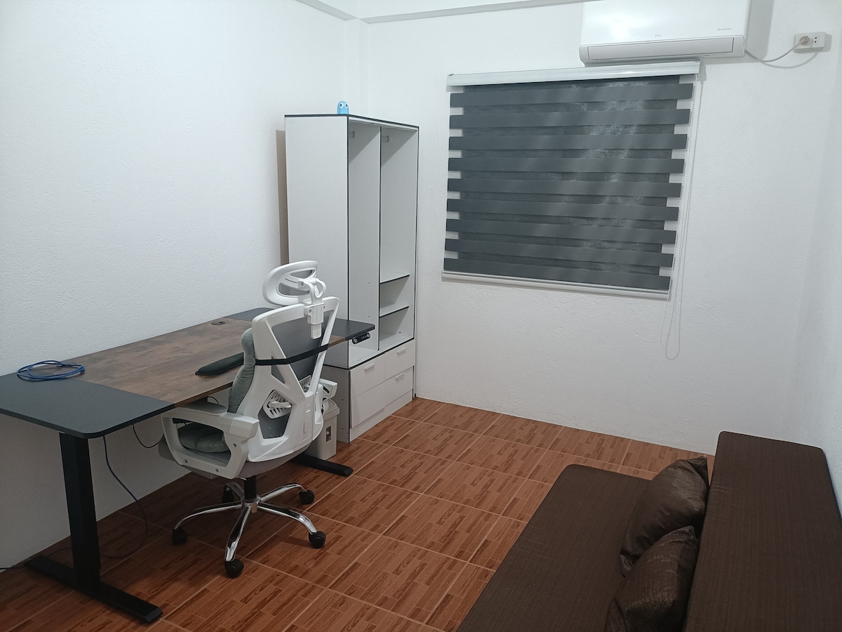 The couch can fold out into another mattress