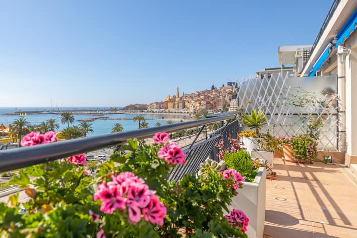 Magnifique 3p Climatisé Face Mer Avec Terrasse 8gb - Mentone