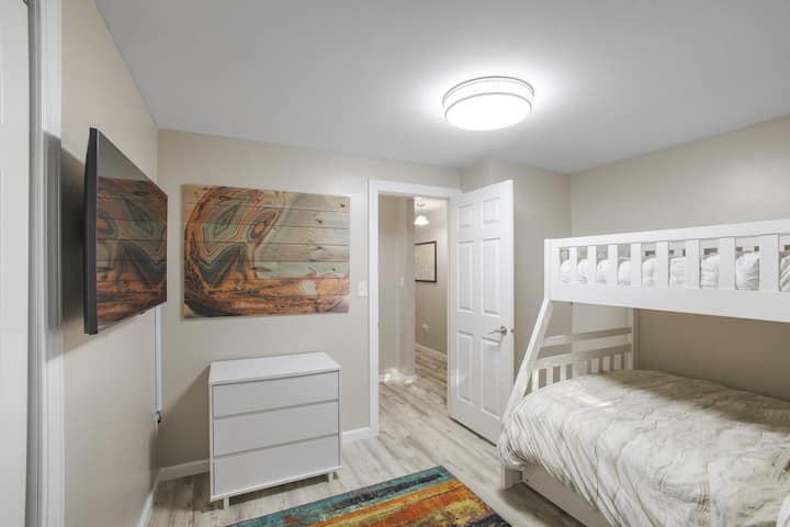 Fun and comfortable bunk room with a twin-over-full bunk, twin trundle and TV for relaxing.