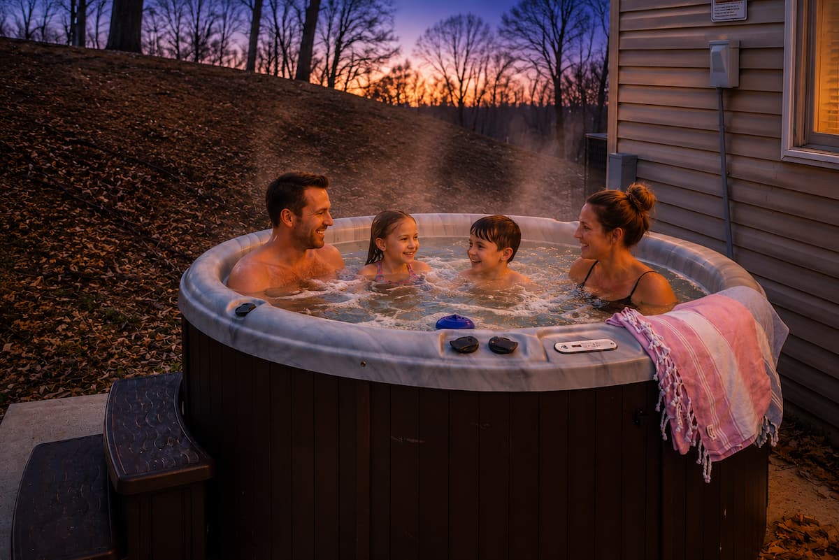 Private hot tub with the jets running