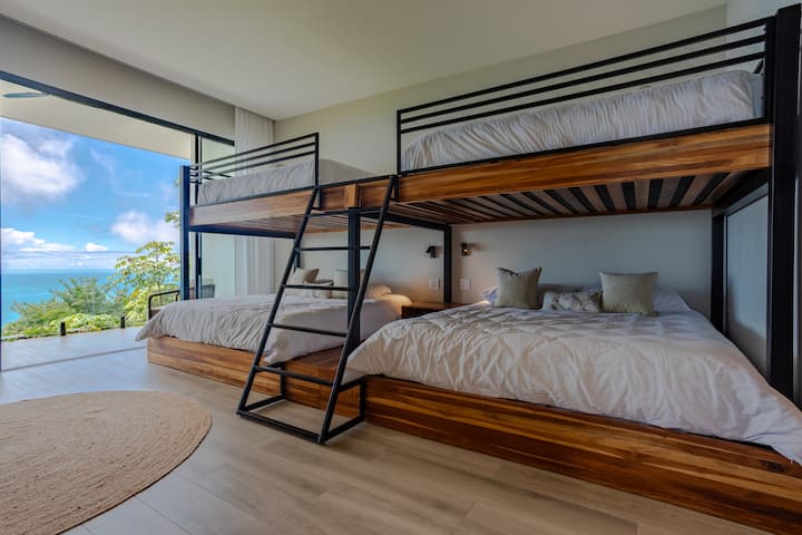 Due to the double king bunk beds, this room can comfortably sleep up to 8 additional guests