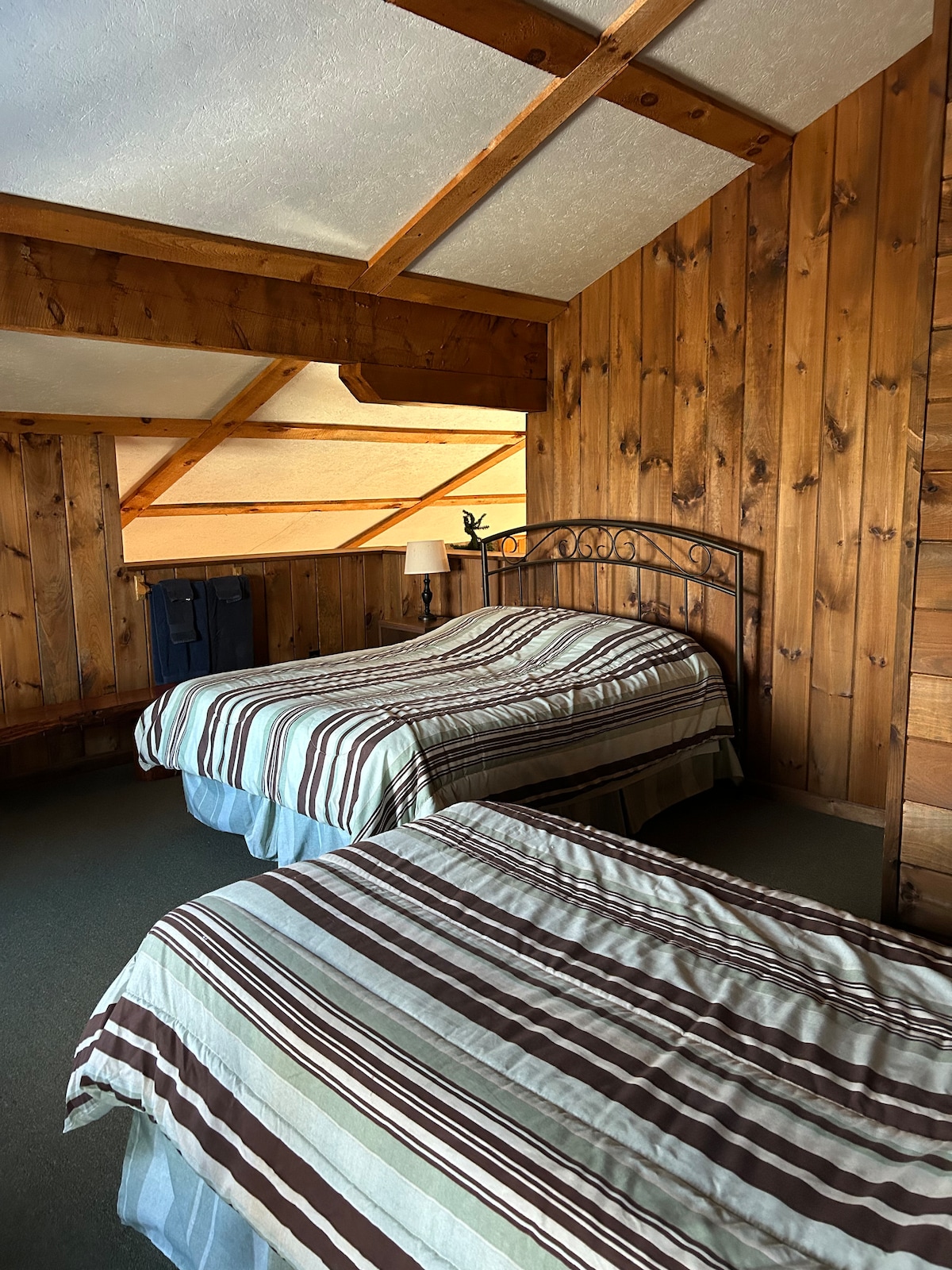 Bedroom 5 — Loft Bedroom with Pine Paneling & Skylight Angle