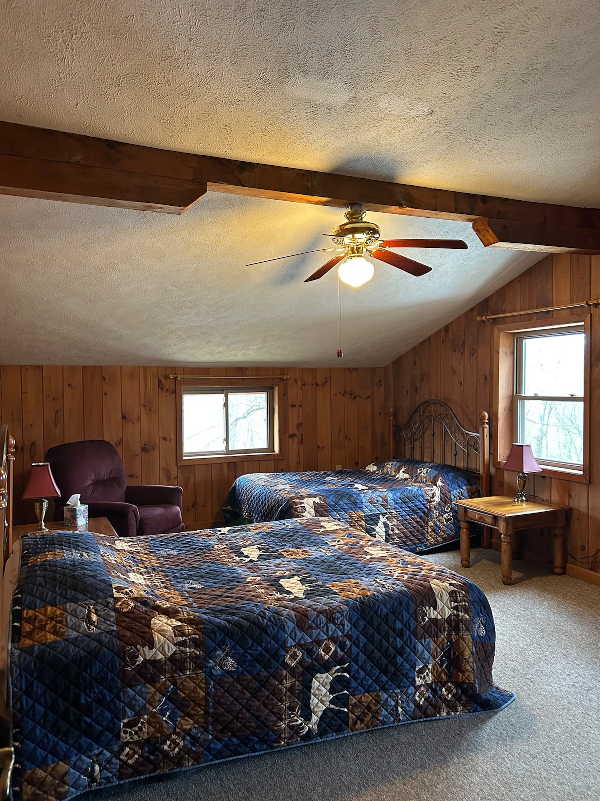 Bedroom 3 — Two Queen Beds with Rustic Bedding