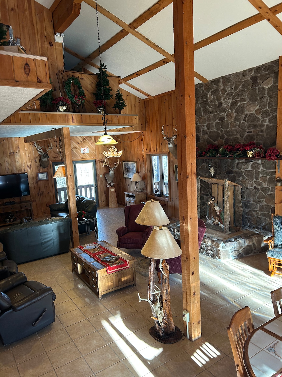 Cozy Leather Sofas & Natural Light in Great Room