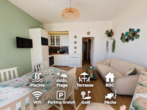 Top Airbnb: 1BR-6 Guests •Terrace •Pool •Beach •Golf •Forest à Saint Jean De Monts