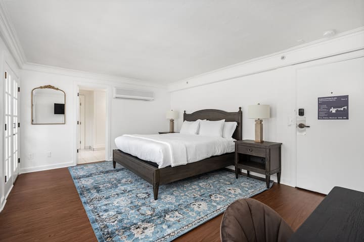 This is the private room you will be renting featuring a spacious layout, a king bed, and a bright open design.