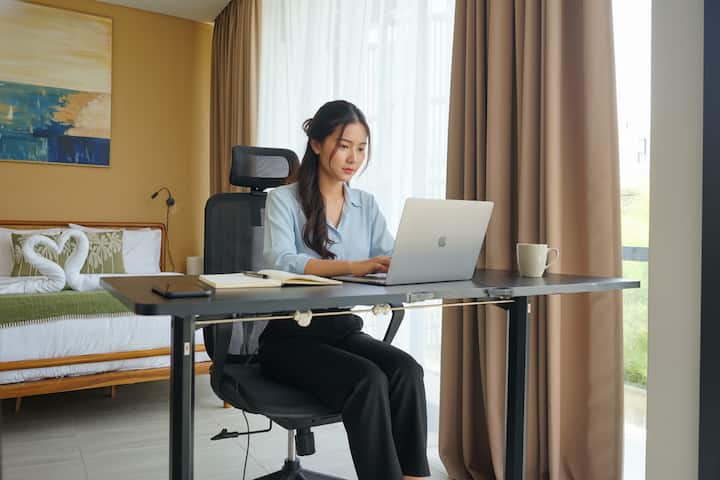 Workspace evidence from 260 Mbps WiFi | WorkSpace | 2 BR | Pool | Luxury Villa