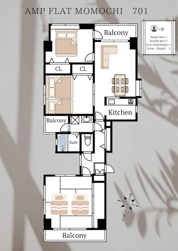 Up To 8 Guests | Easy Access To Hakata & Tenjin - Fukuoka