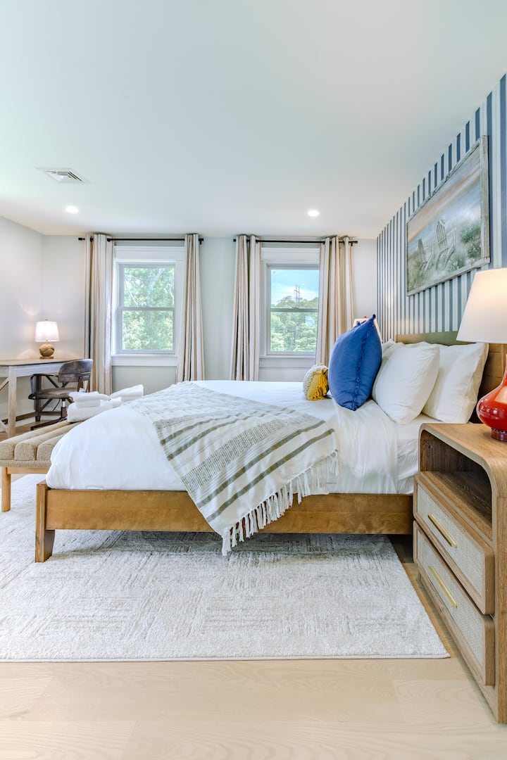 First bedroom offers a King bed, working desk and ensuite bathroom