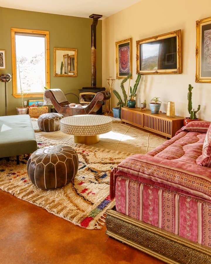 Vibrant Moroccan-style den - a warm, welcoming space to relax and recharge.