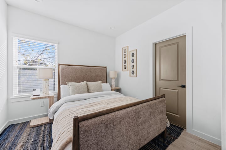 Comfortable queen-size bed for a restful night’s sleep.