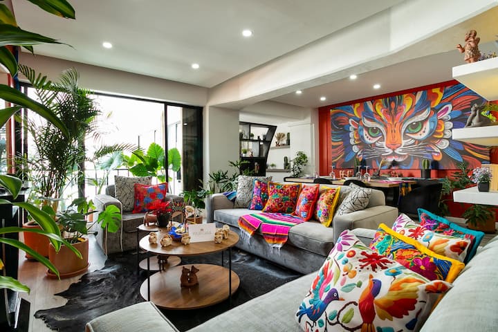*Roma Norte Central Living /3 Br/6 Guest/ac - Mexico City