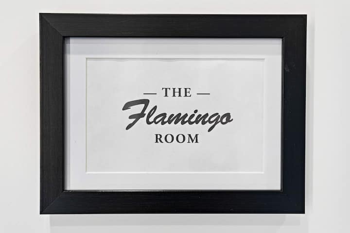 The Flamingo Room stakes its claim upstairs, one of four uniquely themed bedrooms that give every guest their own Vegas corner