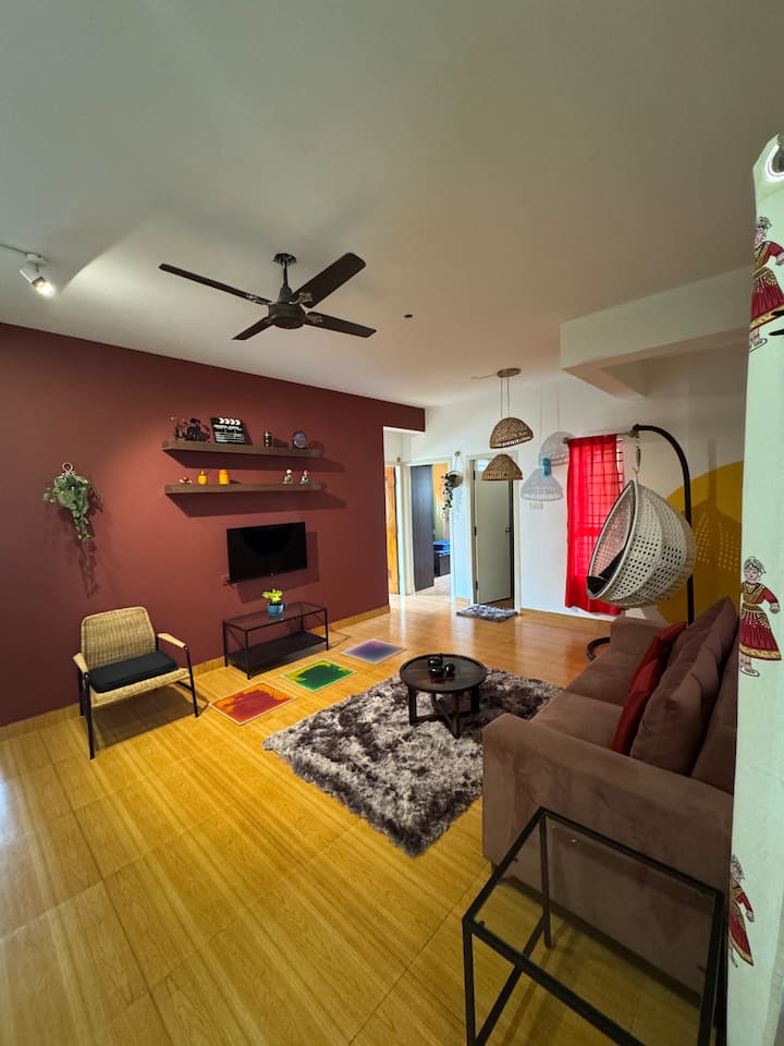 Calm 1 Bhk · Large Living Room & Swing Chair - Bangalore