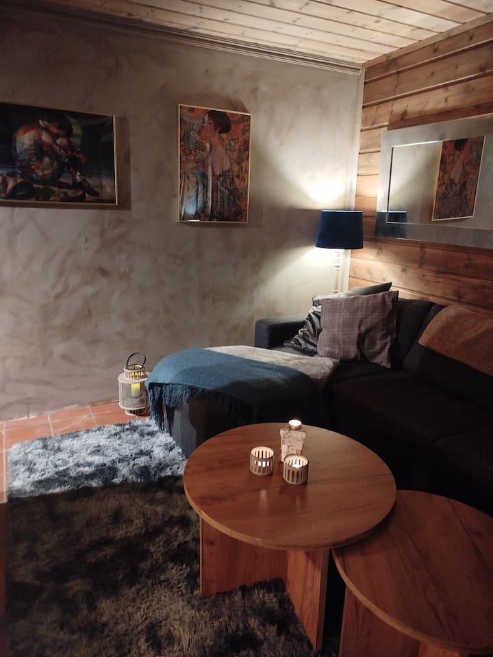 Divan krevat me hapësirë për dy persona. TV me Chromecast