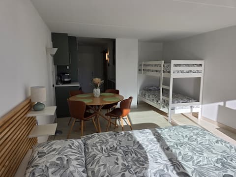 Top Airbnb: Studio with terrace & pool - Aux Petits Sapins in Lens