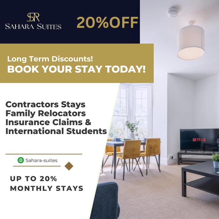 20%off - Monthly Stay - Stylish 4br Flat - Parking - Newport