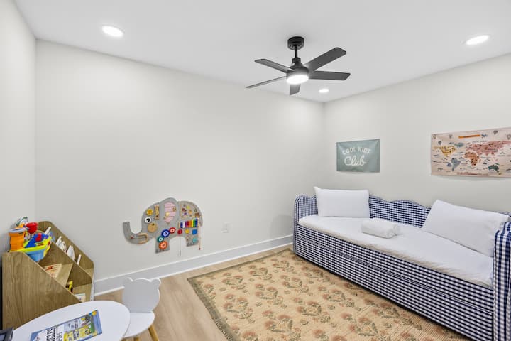 The kids will love this twin trundle and fun bedroom with endless activities.