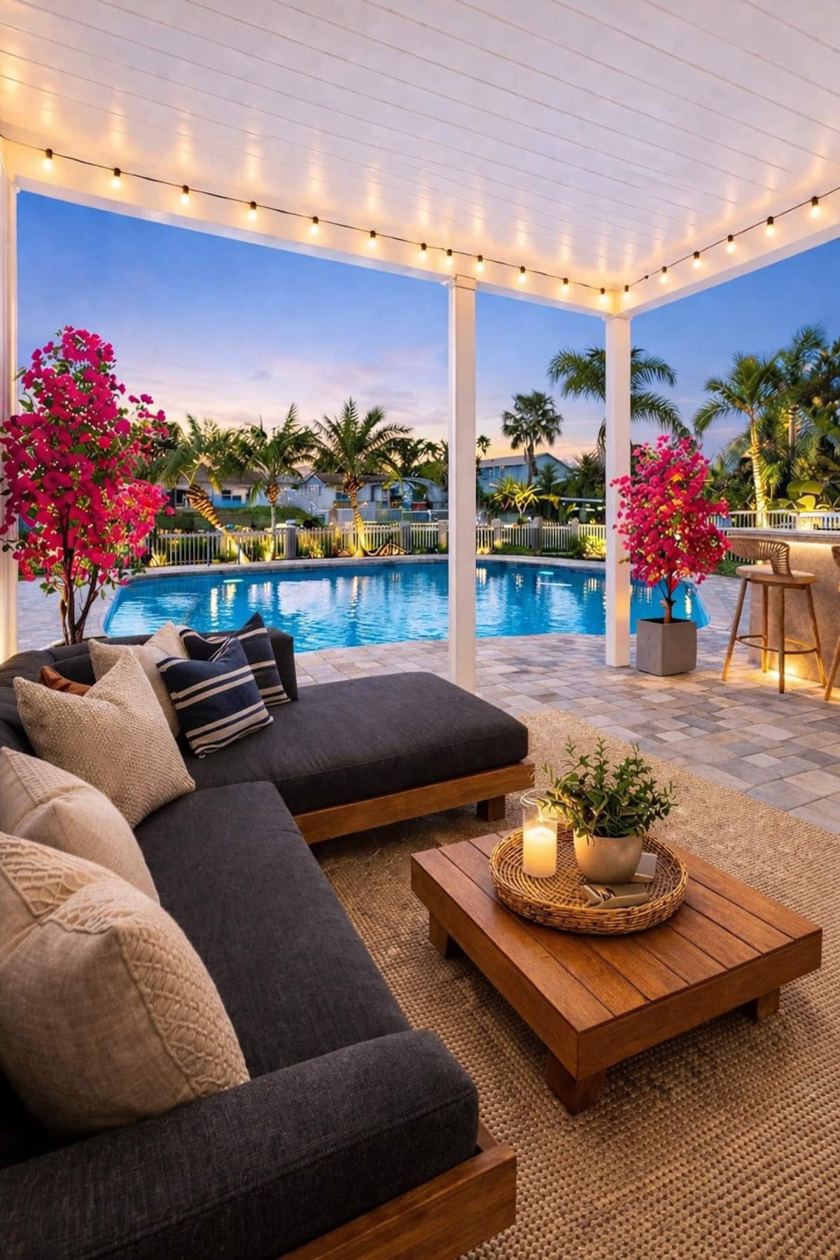 Tampa waterfront pool home exterior