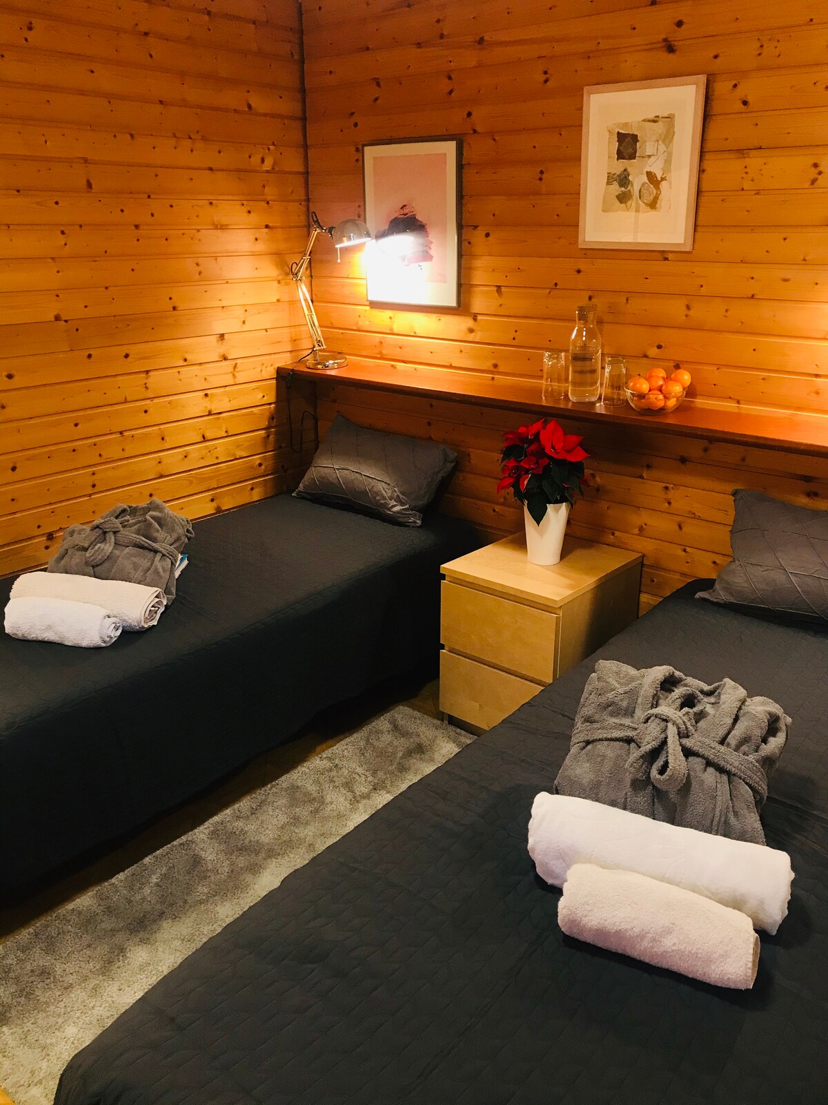 卧室位于底楼。 衣柜可供存放。