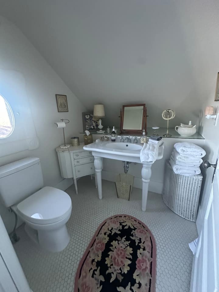 Privat badeværelse med kun brusebad, intet badekar