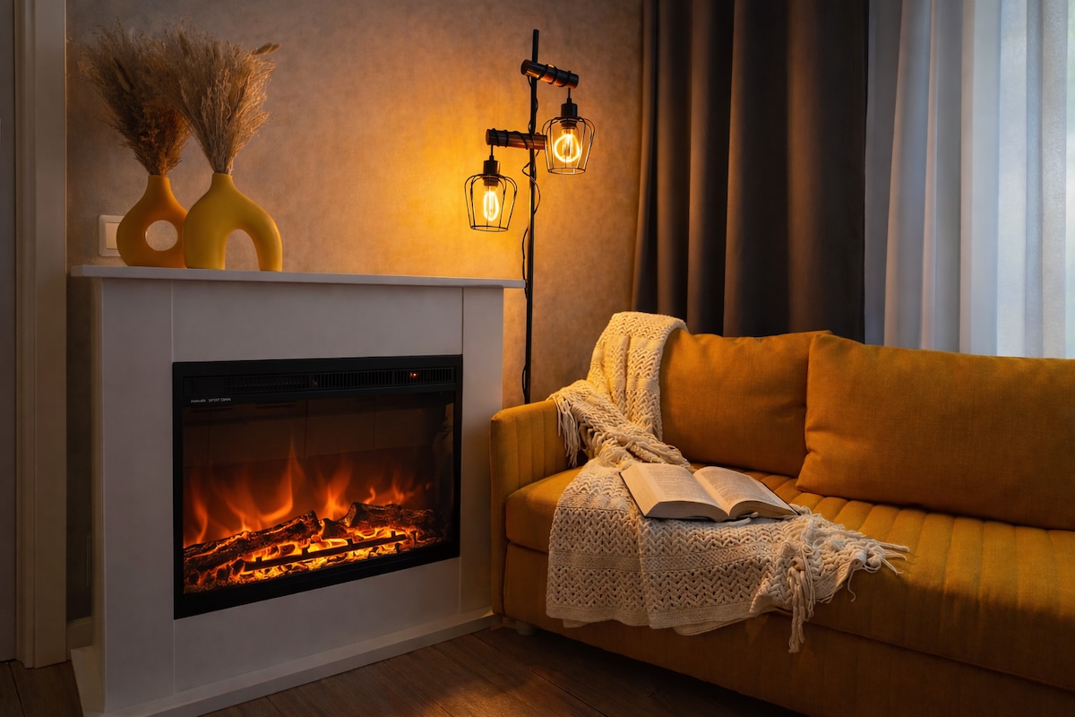 Curated visual reference: Gallery Detail: Cozy Fireplace Apartment Two Bedrooms Workspace