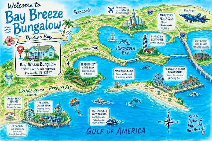Bay Breeze Bungalow Near Nas/beach, Ev Charger - Warrington, FL