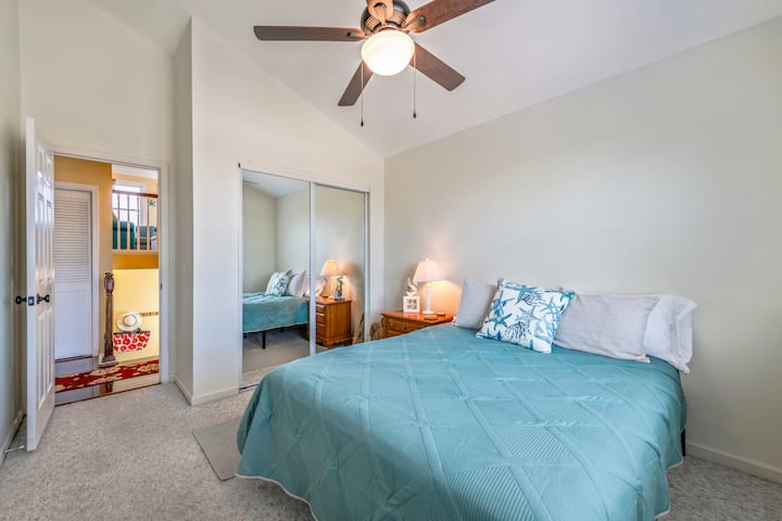 3rd bedroom with queen bed, closet and dresser