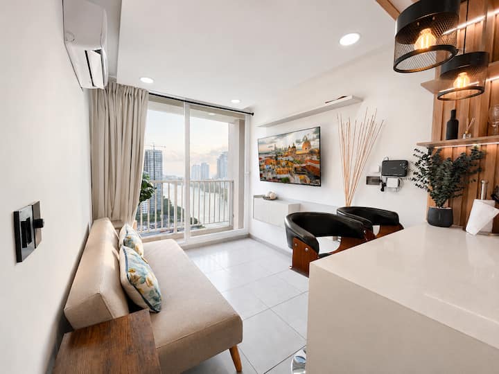 Modern Apt Near Beach/fast-wifi/pool/a.c - Cartagena
