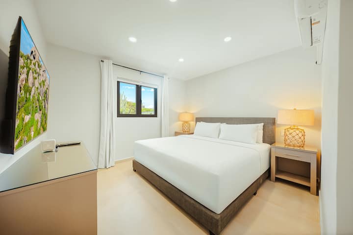 Bedroom 5 with ensuite, large closet, dresser and 55" TV