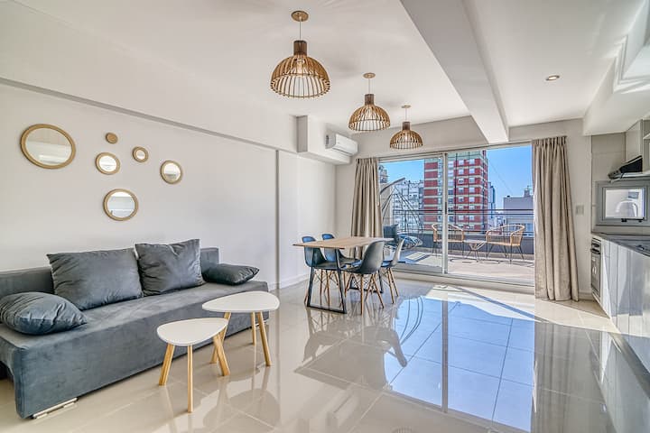 Departamento monoambiente con terraza y parrilla en Belgrano