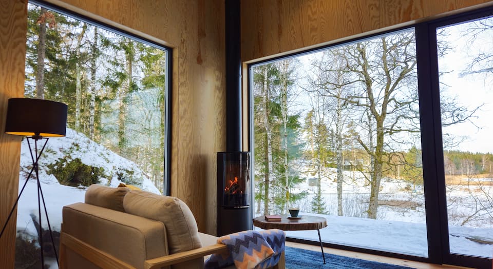 A glass-fronted studio above a Swedish lake, Skaveröd, Bohuslän, Sweden, photo 1 of 10