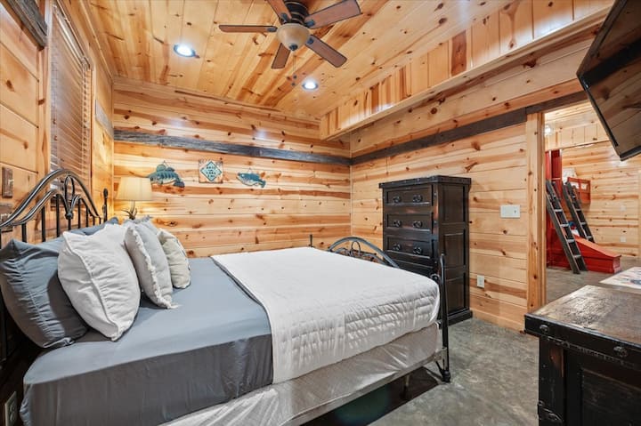 lazy lake room with slide