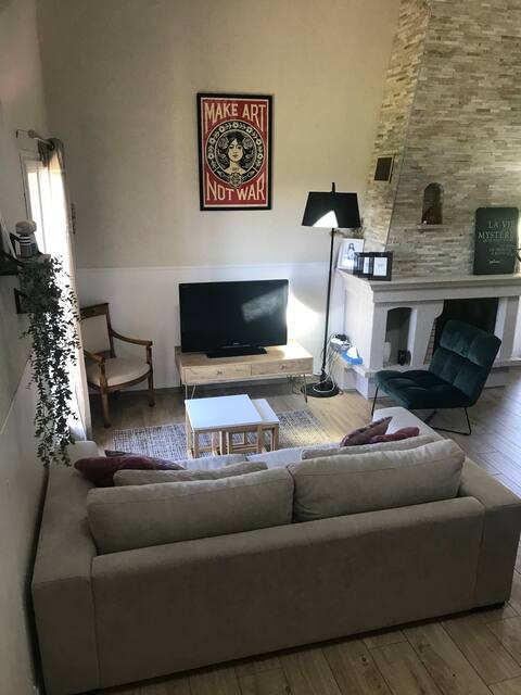 Comfortable cozy house with fireplace