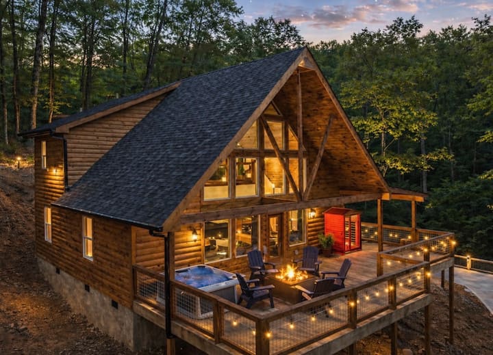 Wall of Windows | Hot Tub+Sauna| Creekside A-Frame photo 4