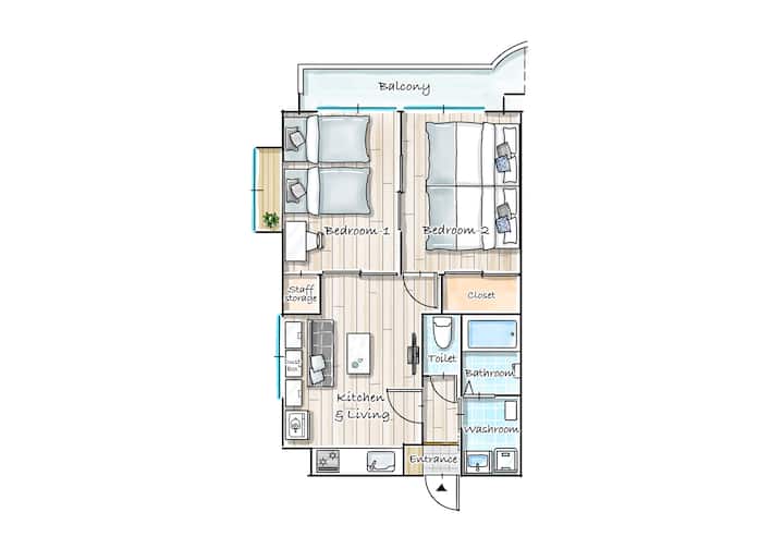 5 Beds/max7ppl/44㎡/5-min Walk To Okaido/matsuyama - Matsuyama