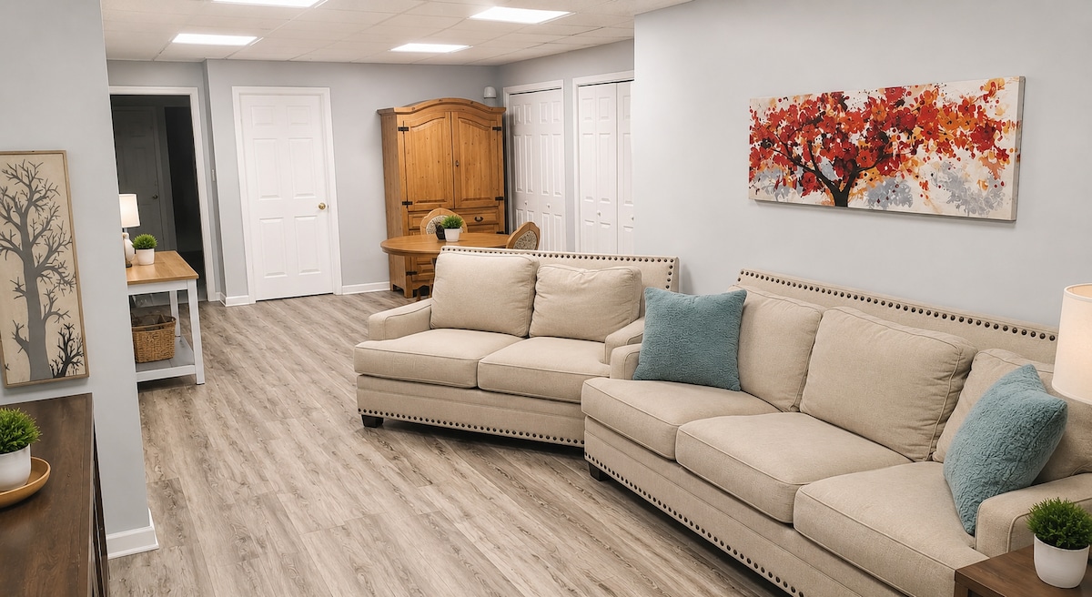 Basement bedroom with private entrance & driveway
