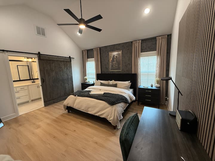 Comfortable leather seating area