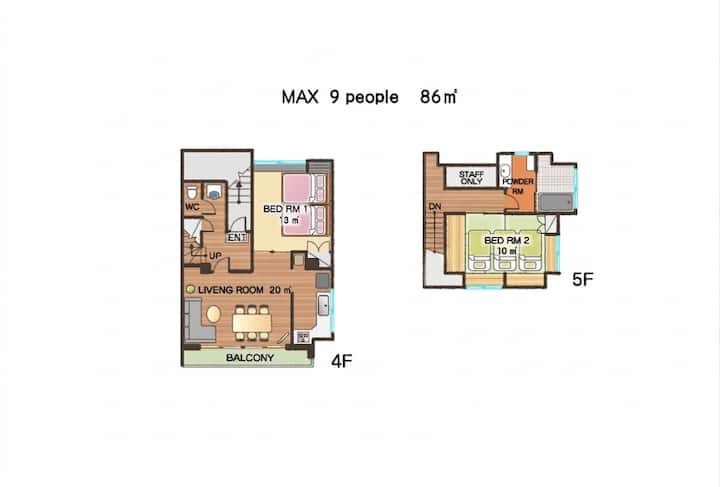 1-minute Walk Stn And 7-11store Max 9 Guests 86㎡ - Matsumoto