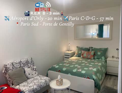 Top Airbnb: Paris Sud-Porte de Gentilly T2 250 m from Paris in Gentilly