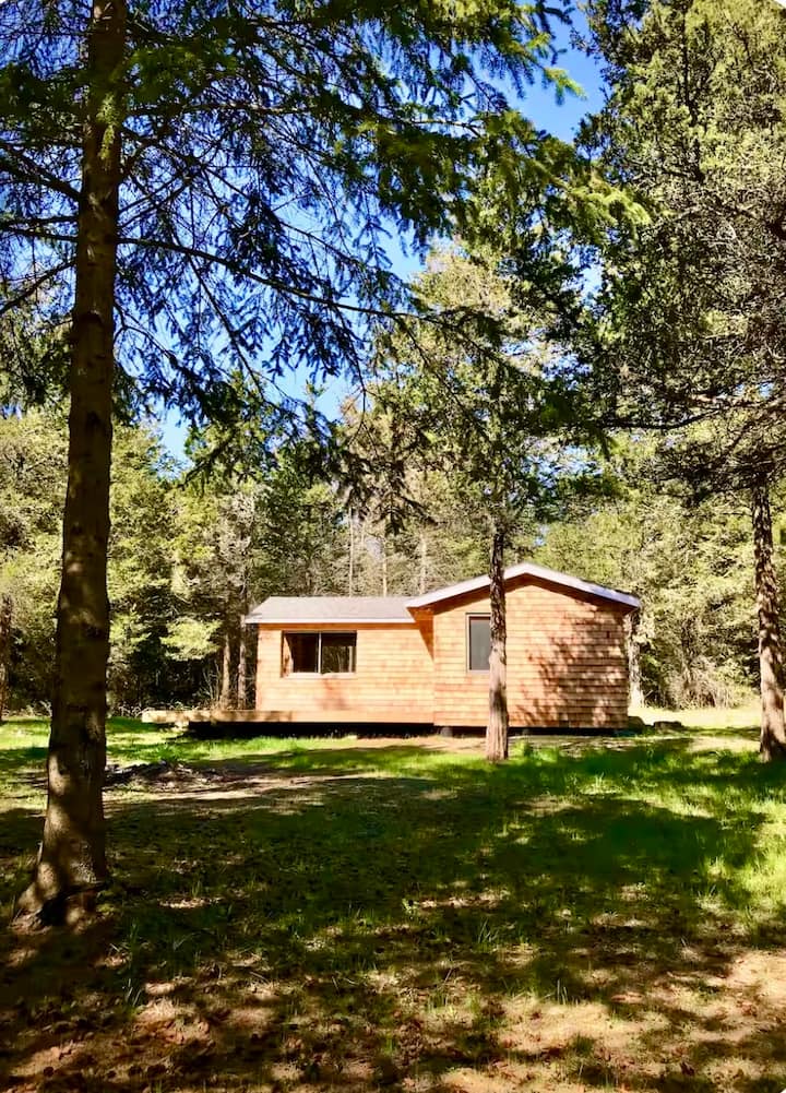 El dormitorio 6 está en la cabaña pequeña, a unos 100 metros de la casa principal. La cabaña tiene un dormitorio separado con una cama tamaño king y baño privado, una pequeña sala de estar con un sofá cama, una cocina pequeña y un comedor al aire libre. Hay aire acondicionado en este edificio, pero no hay WiFi.