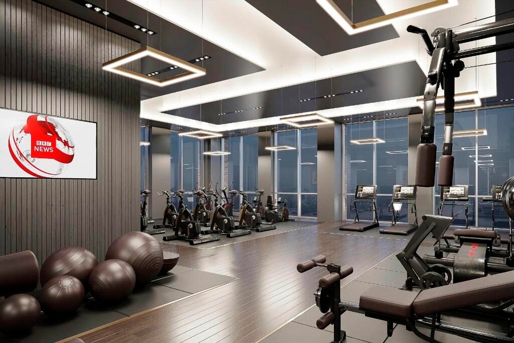 Photo inspiration: Picture Idea: Luxe Condo En Ville Terrasse Salle De Sport Stationnement